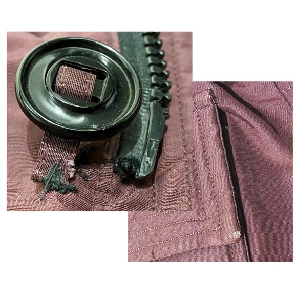 Vintage 90s oversized Snow Goose Canada Goose Down Winter Coat in Burgundy Fur - Picture 12 of 16